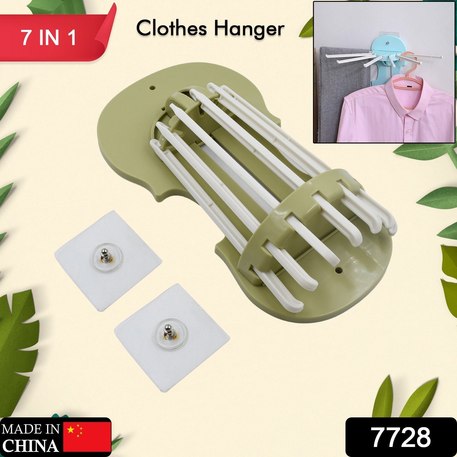 Plastic 7-in-1 Multifunction Retractable Wall-Mounted Pull-Out Hanger Rack Without Punching Hooks Up for Kitchen Bathroom Your Brand