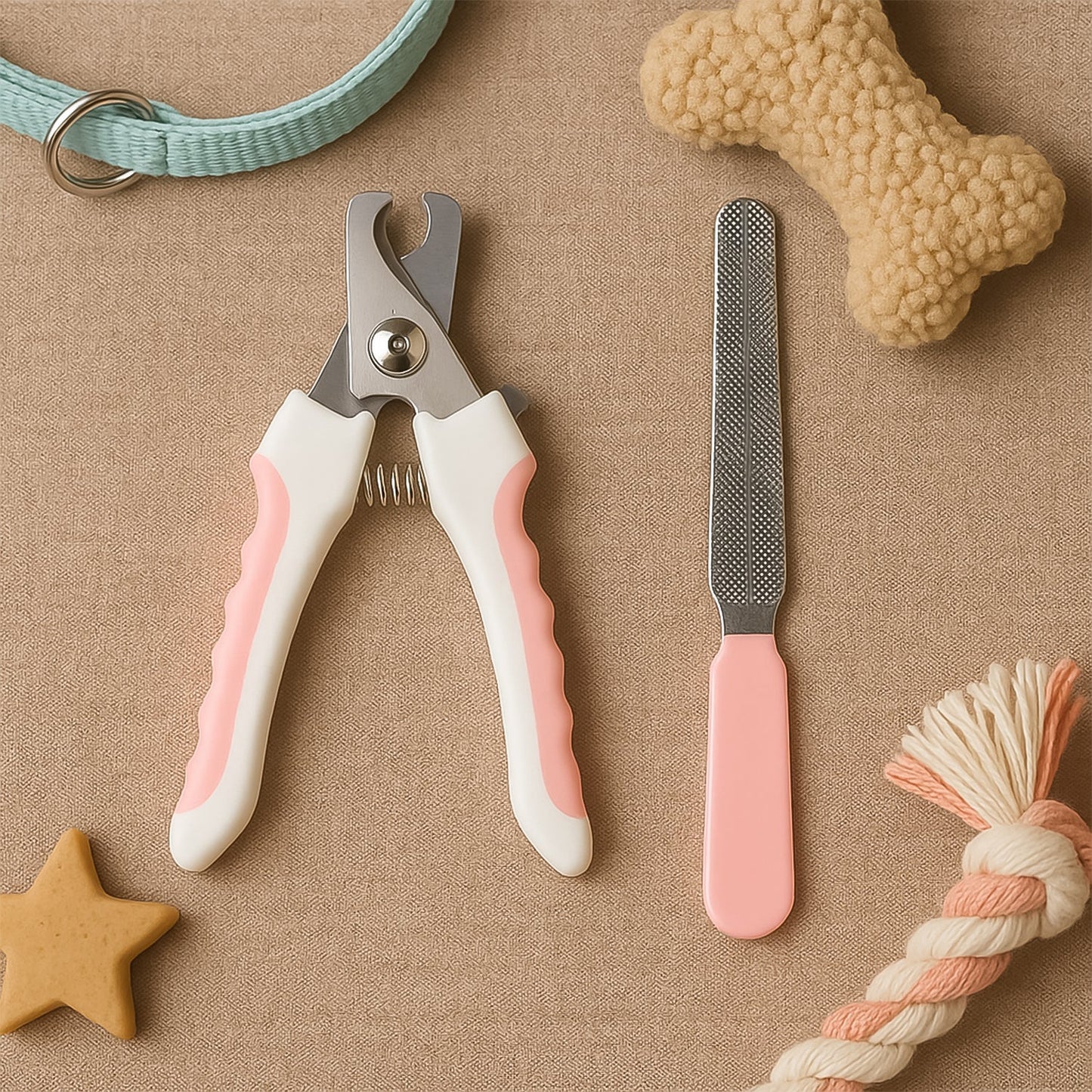 Pet Nail Clipper and Nail File Grooming Kit for Dogs and Cats (Mix Color / 2 Pc) Your Brand