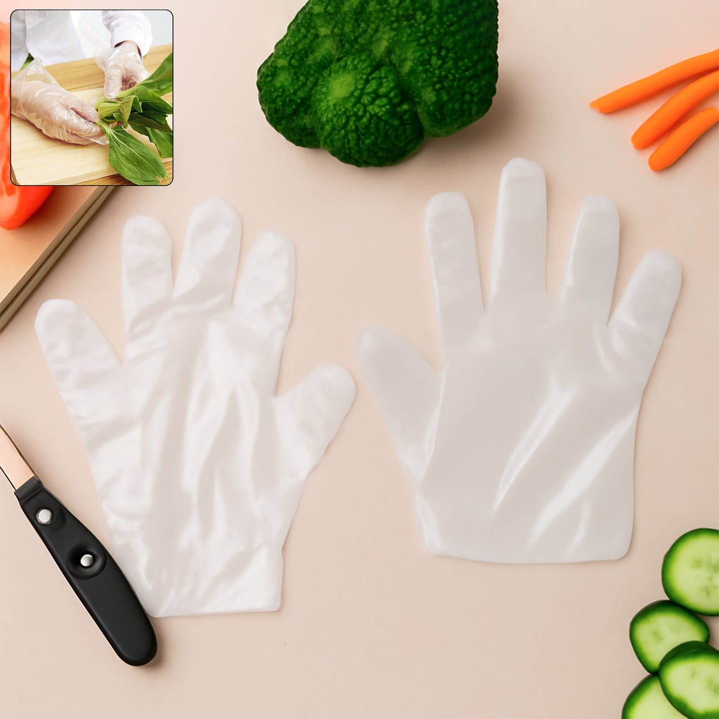 Eco-Friendly Kitchen Hand Gloves, Disposal hand gloves, Free size (100 Pc) Your Brand