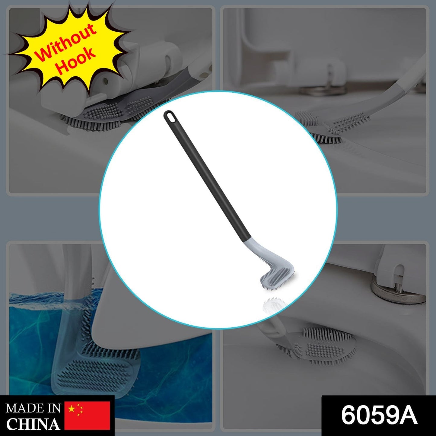 6059A Golf Shape Toilet Cleaner Brush with Long Handle and Silicone Head for Bathroom Cleaning