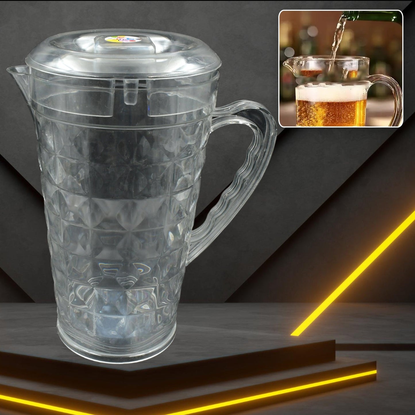 Mocktail Pet Jug Plastic Jug With lid, Drinking Beverage Jag, Transparent Tableware Reusable BPA Free, Plastic Water jug for Home use, Perfect for Home, Restaurants Your Brand