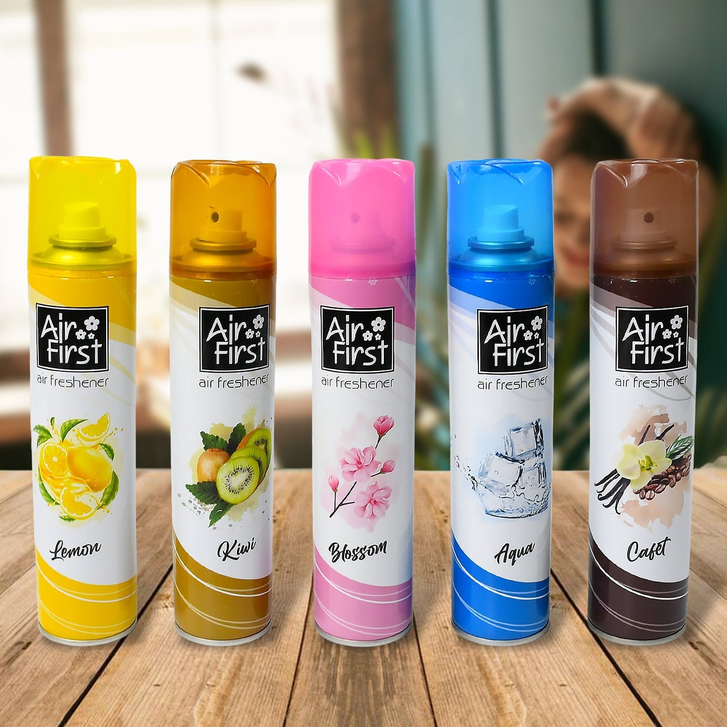 Air Freshener | Used In Office, Home, Hotels, Banquets, Carpet Etc, Room Spray Air Freshener, Mix Fragrance Lemon, Kiwi, Blossom, Aqua, Cafet (300 Ml Approx / 1 Pc) Your Brand