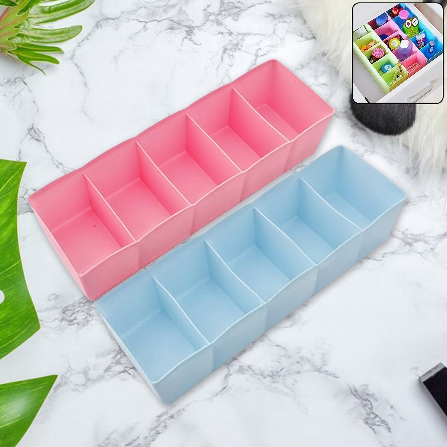 5 Compartments Socks / Handkerchief / Underwear Storage Box Socks Drawer Closet Organizer Storage Boxes (pack of 2) Your Brand