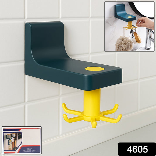 360 Degree Rotating Self Adhesive Plastic Wall Hook Hanger; Multifunctional Hanger with 6 Heavy Duty Claw Hooks Your Brand