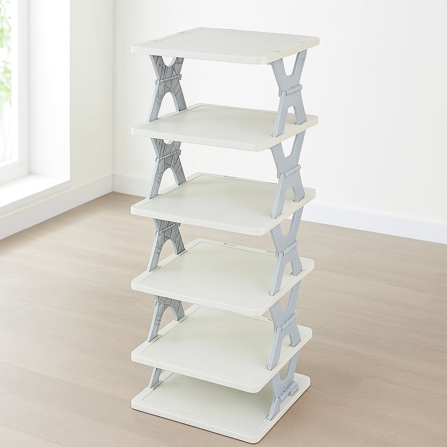 Smart 6-Layer Shoe Rack – Foldable, Collapsible & Heavy-Duty Plastic Stand for Home Entryway Storage Organizer (Mix Color) Styleva