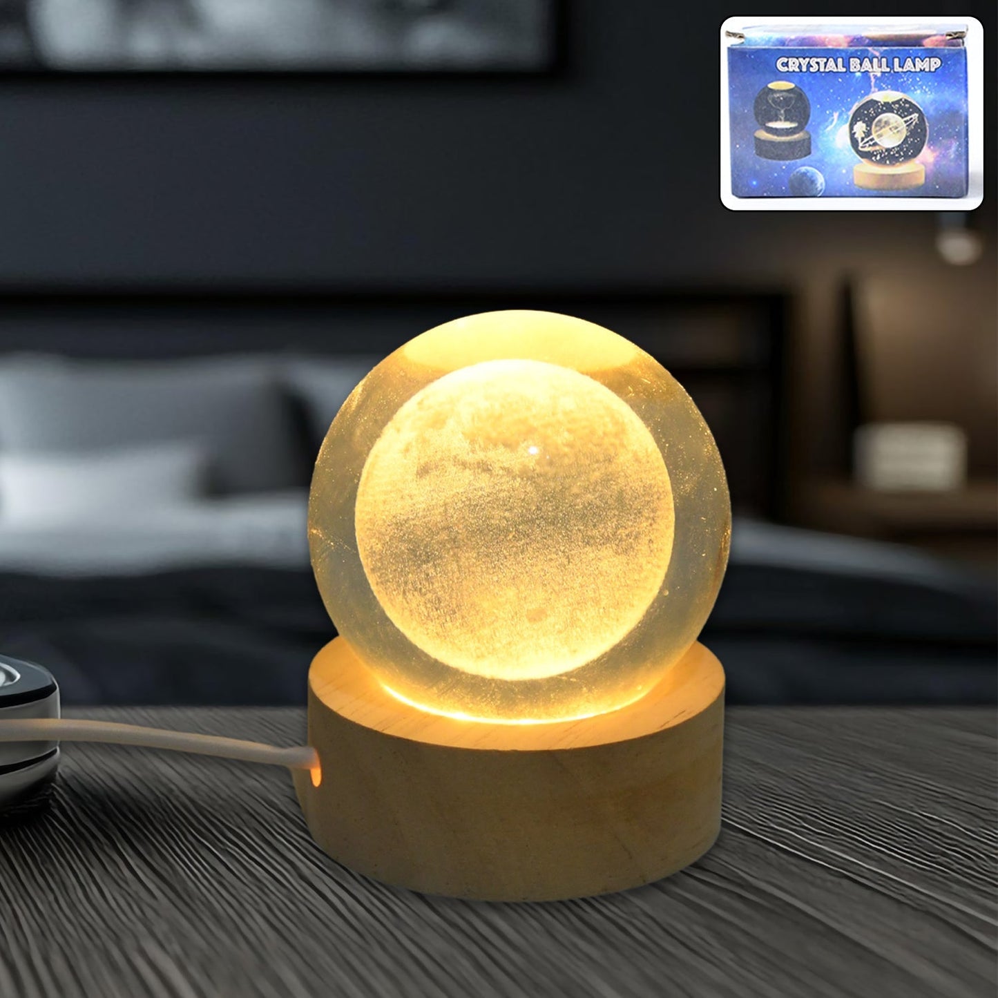 3D Crystal Ball lamps With Base (1 Pc / Mix Design) Your Brand