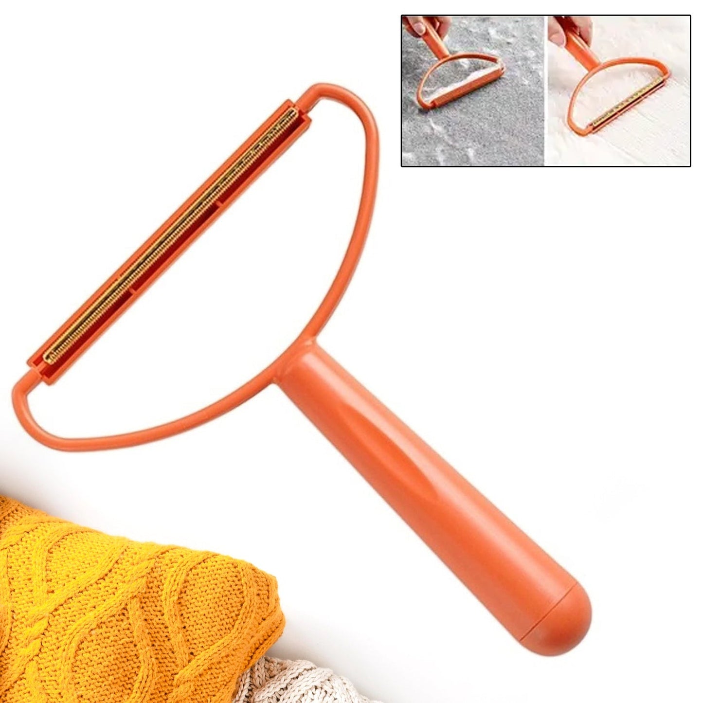 2-in-1 Portable Lint Remover – Long-Handle Brush & Sticky Roller for Clothes, Furniture & Carpets (1 Pc) Your Brand