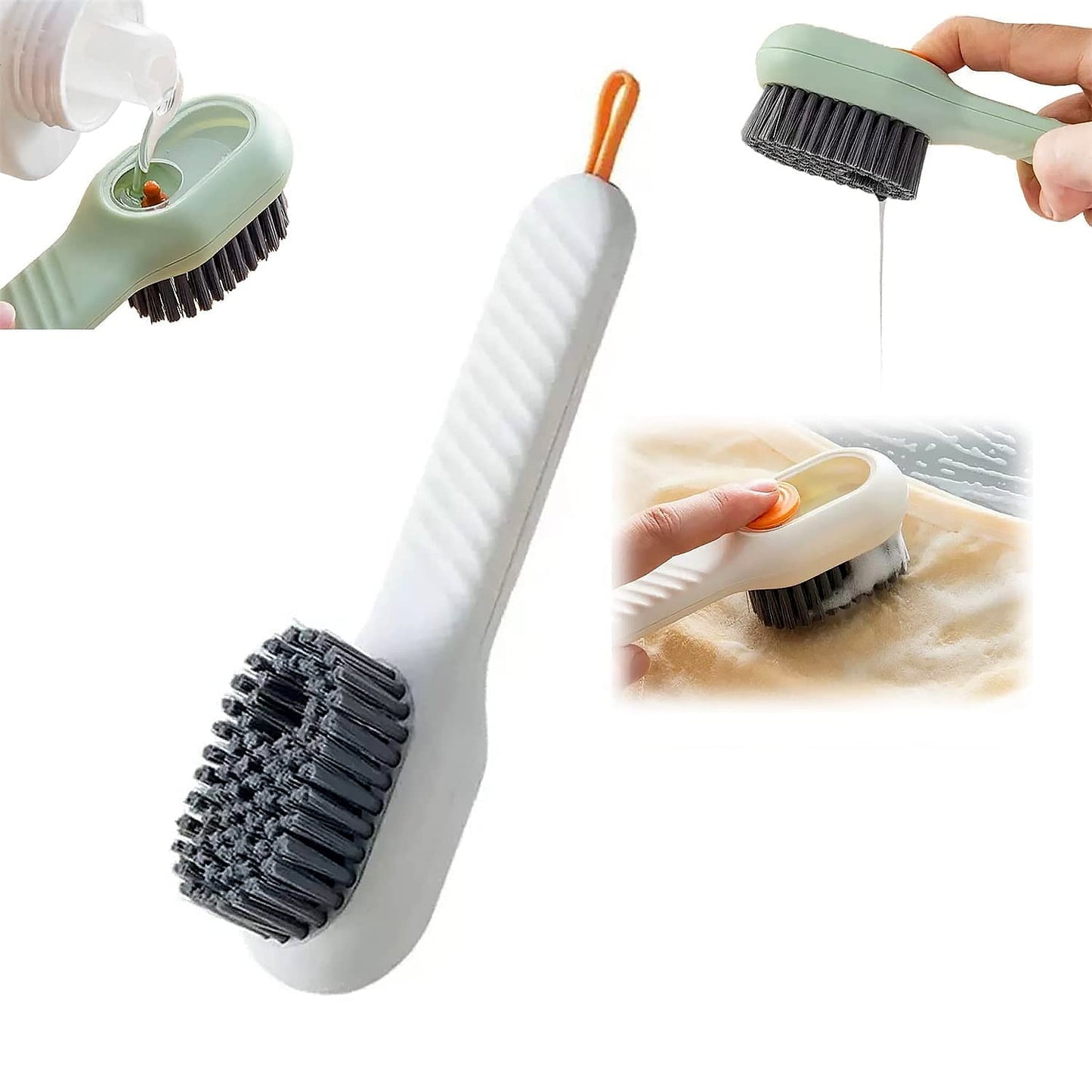 Multifunctional Scrubbing Brush with Liquid / Soap Dispenser, Cleaning Brush with Liquid / Soap Dispenser, Shoe Brush for Cleaning, Cloth Cleaning Brush with Handle Liquid Shoe Brush For Shoe Clothes (1 Pc) Your Brand