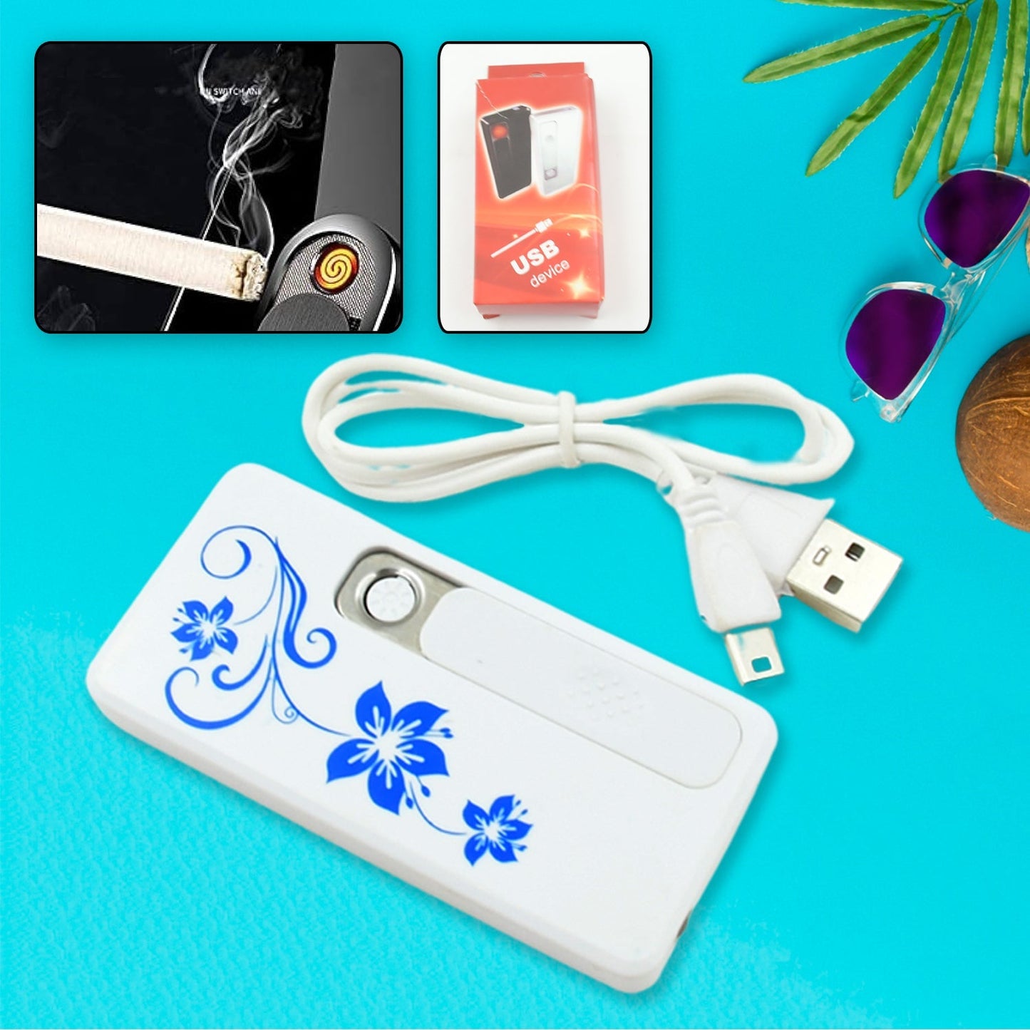 Stylish Electric USB Lighter for Men & Women, Regular Cigarettes Portable USB Rechargeable Flameless, Coil Slim Cigarette Lighter with Charging Cable, Windproof E lighter, Lighter for Smoking (1 Pc ) Your Brand