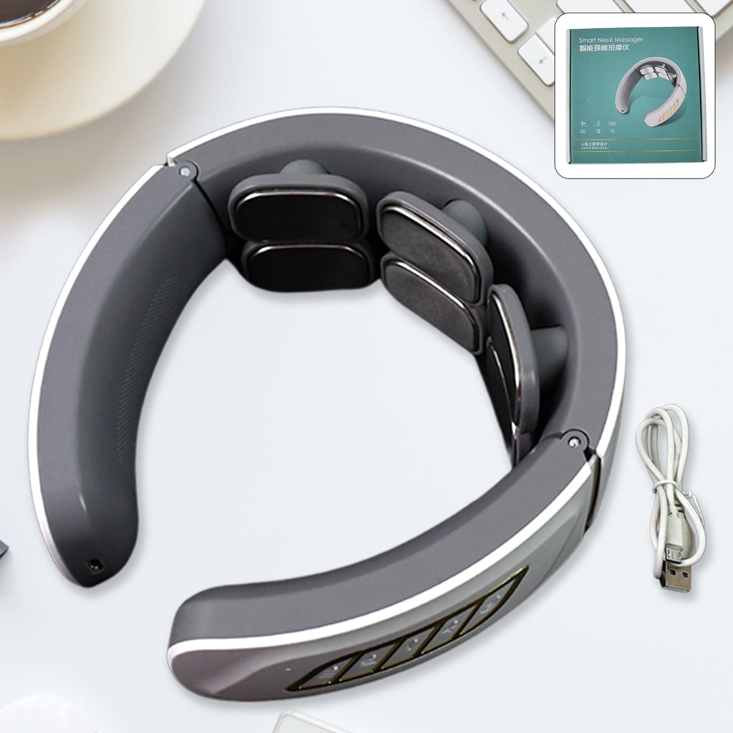 6 Heads Smart Electric Neck and Back Pulse Massager Wireless (1 Pc) Your Brand