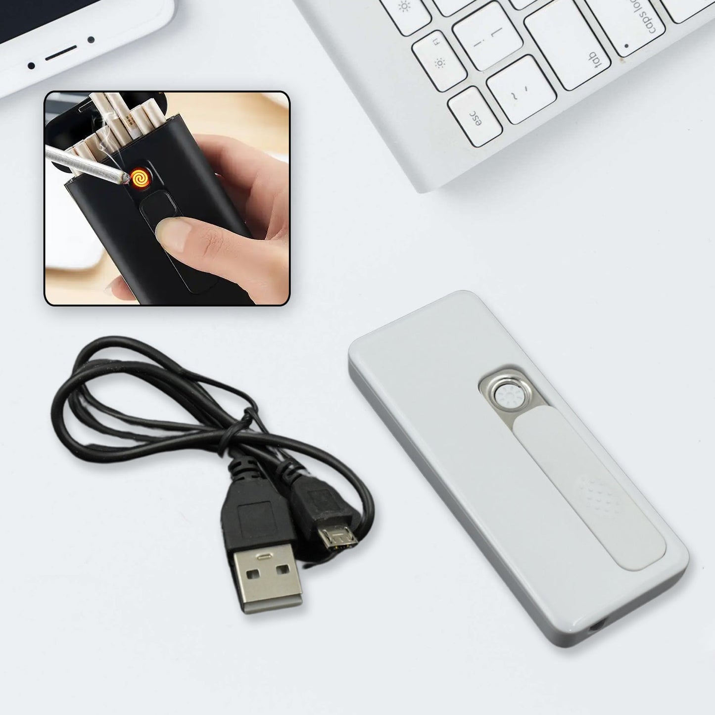 Stylish Electric USB Lighter for Men & Women (Rechargeable, Windproof) Your Brand