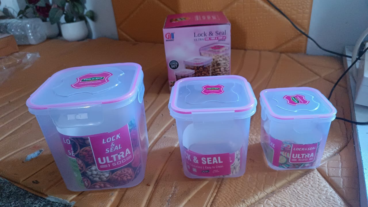 Kitchen Storage Container Set Of 3 Pcs (1500, 1000, 500 ML) Your Brand