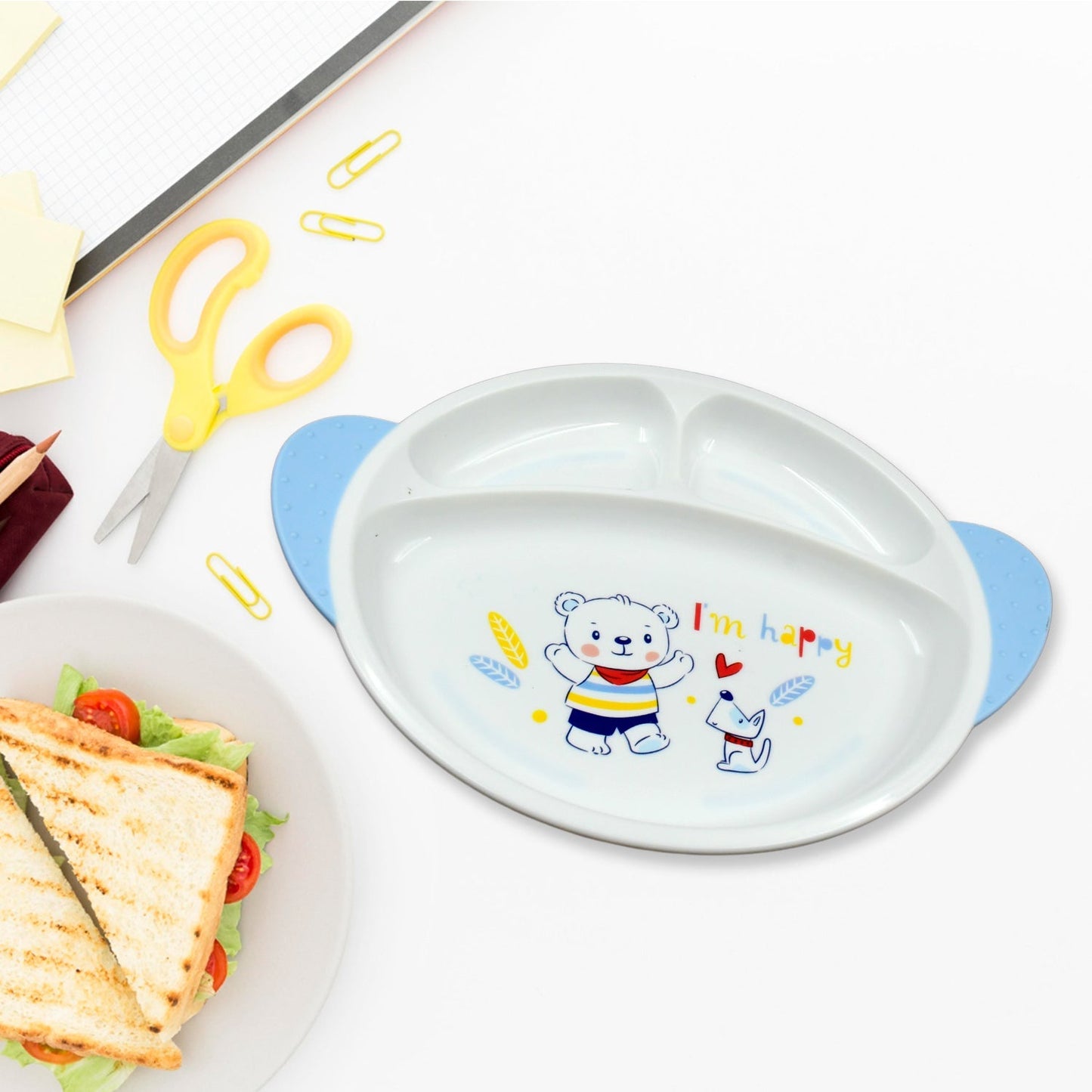 5in1 Baby Feeding Set for Kids and Toddlers,Children Children Dinnerware Set - Feeding Set for Kids, Cartoon Design Plate, Cup, Spoon, Fork Tableware Cutlery for Kids Microwave (5 Pcs Set) Your Brand