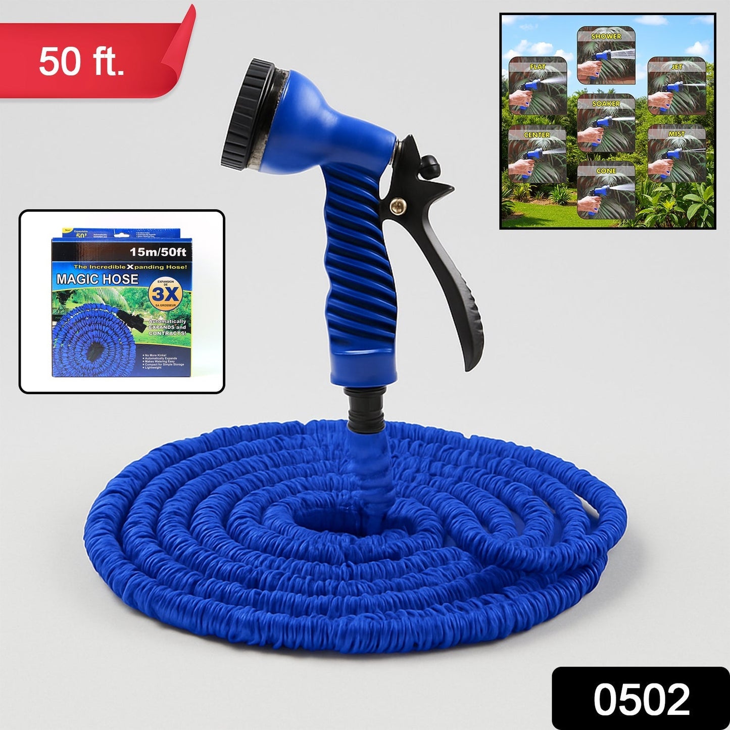 50 Ft Expandable Hose Pipe Nozzle For Garden Wash Car Bike With Spray Gun Your Brand