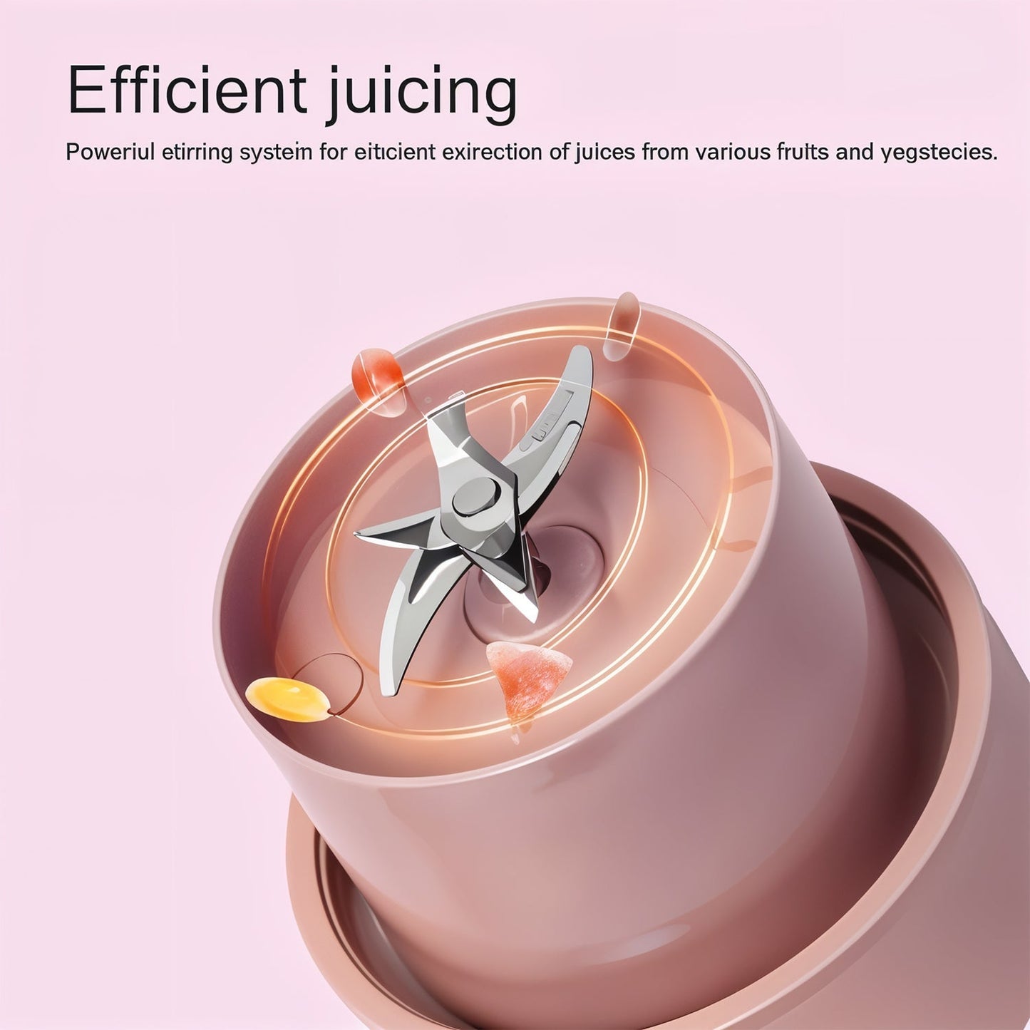 Portable Crusher Juicer With Handle & Straw, USB Rechargeable Multi Blades (420 ML) Your Brand