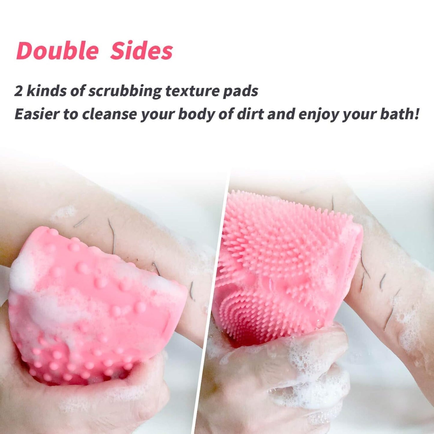 Silicone Body Back Scrubber - Double-Sided Bath Brush for Deep Cleaning & Massage (Medium Size /1pc) Your Brand