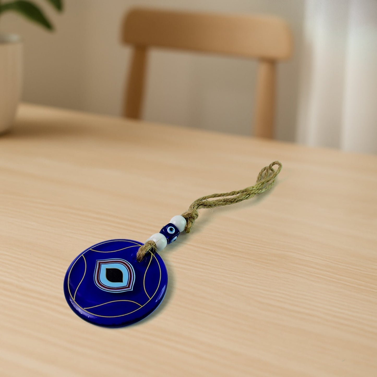 Decorative Evil Eye Wall Hanging Nazar Protector Charm with Beads, Wind Chime (1 Pc) Your Brand