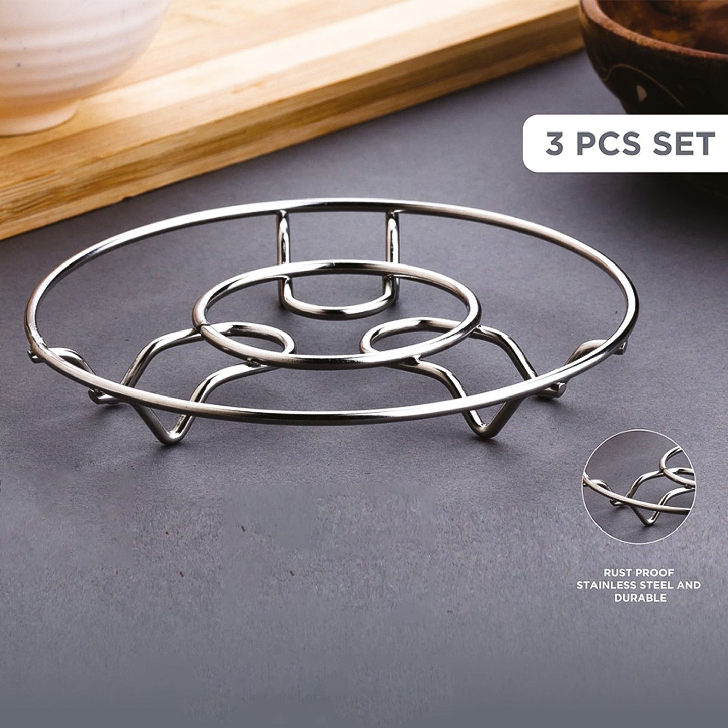 Apex Stainless Steel Wire Hotmate Trivet Stand Set of 3 Your Brand
