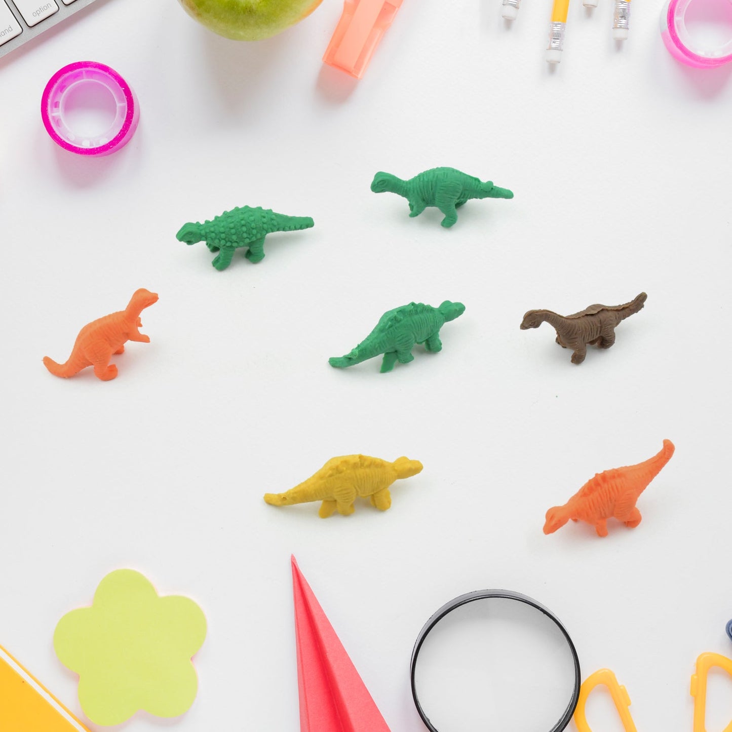 7 Piece Dinosaur Shaped Erasers for Kids - Animal Erasers, 3D Puzzle Your Brand