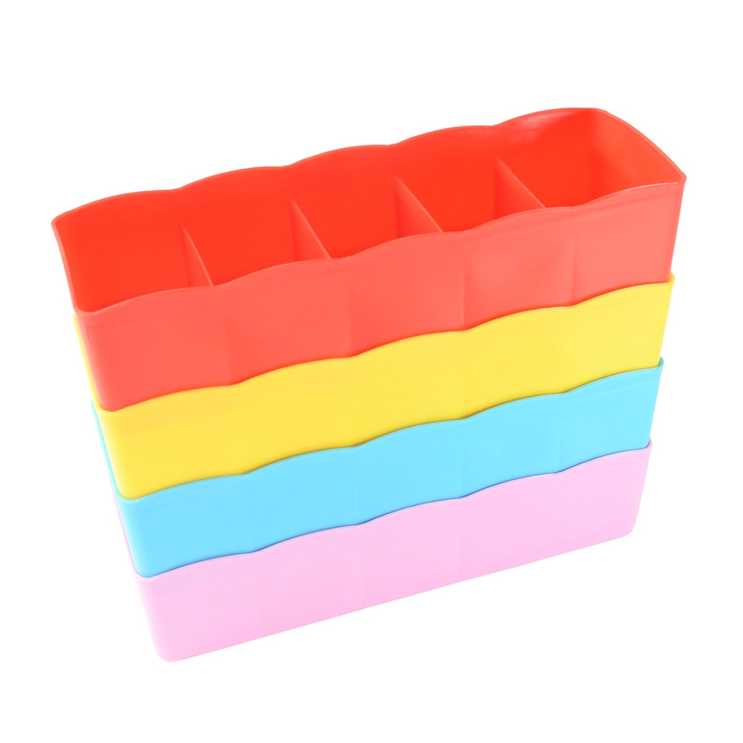 Desktop Storage Organizer Box Set - 5 Grid Compartments for Clothing, Underwear, Socks & Ties (4-Piece) Your Brand