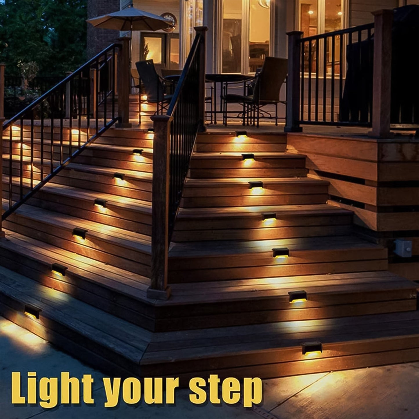 4-Piece Solar Waterproof Garden, Stair & Railing Lights Your Brand