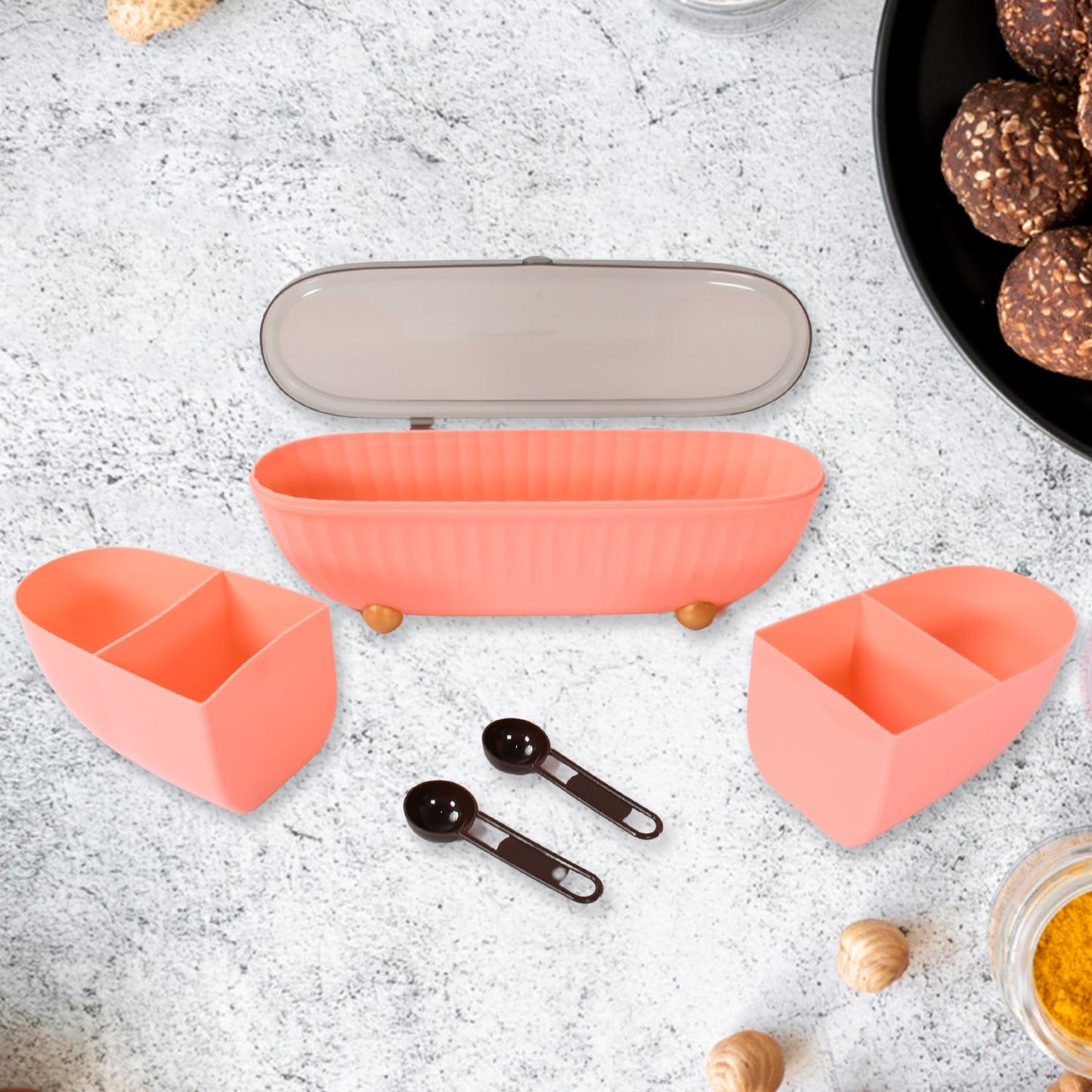 8255 Spice Bottle Spice Jar Durable Spice Seasoning Box, Jar Food Grade Spoon Seasoning Case for Kitchen / Dry fruit Tray (1 Pc) Your Brand