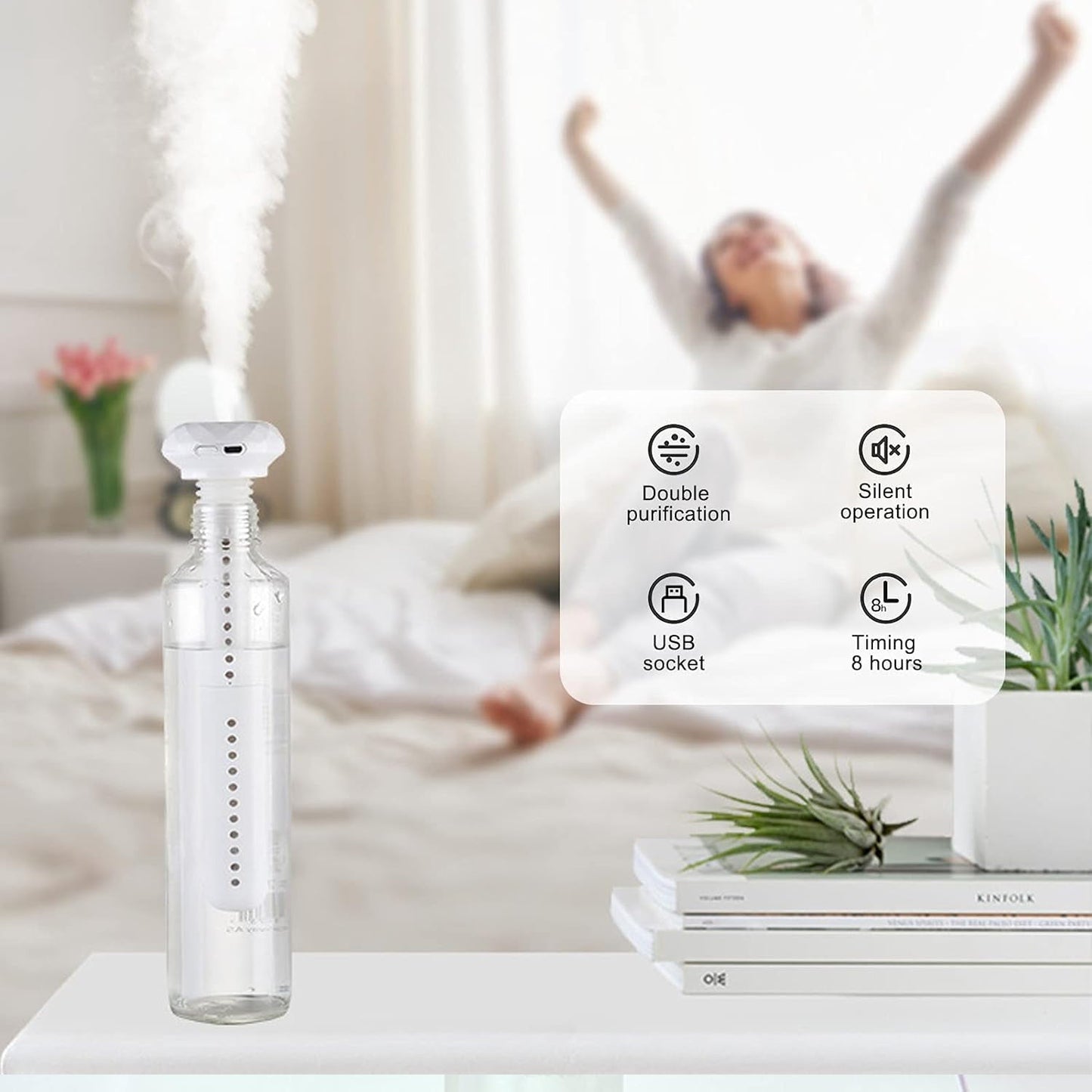 Mini Portable USB Humidifier – Quiet Cool Mist for Car, Home, Office, Travel (1 Pc) Your Brand