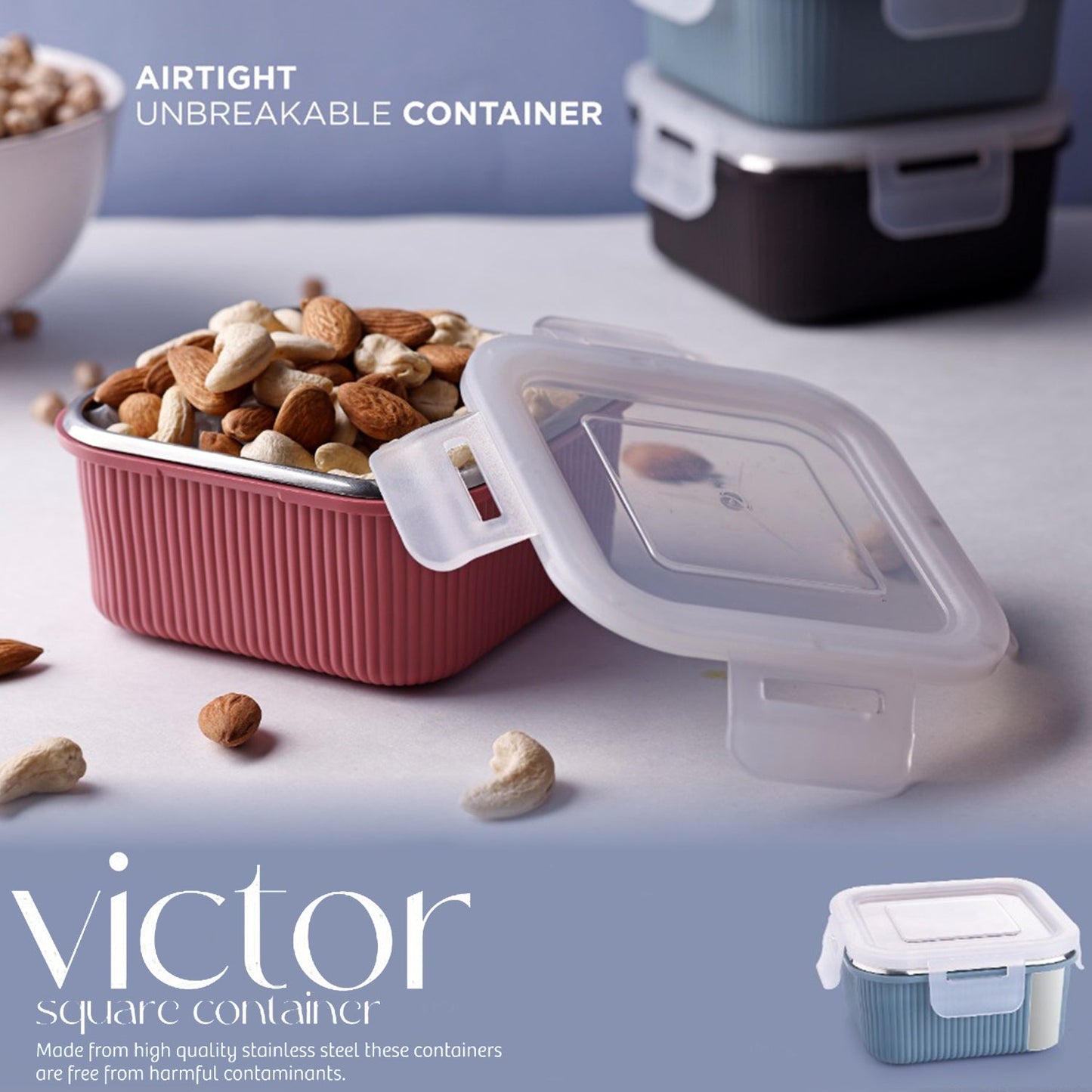Apex Victor Square Food Storage Container (400 ML / 1 Pc) Your Brand