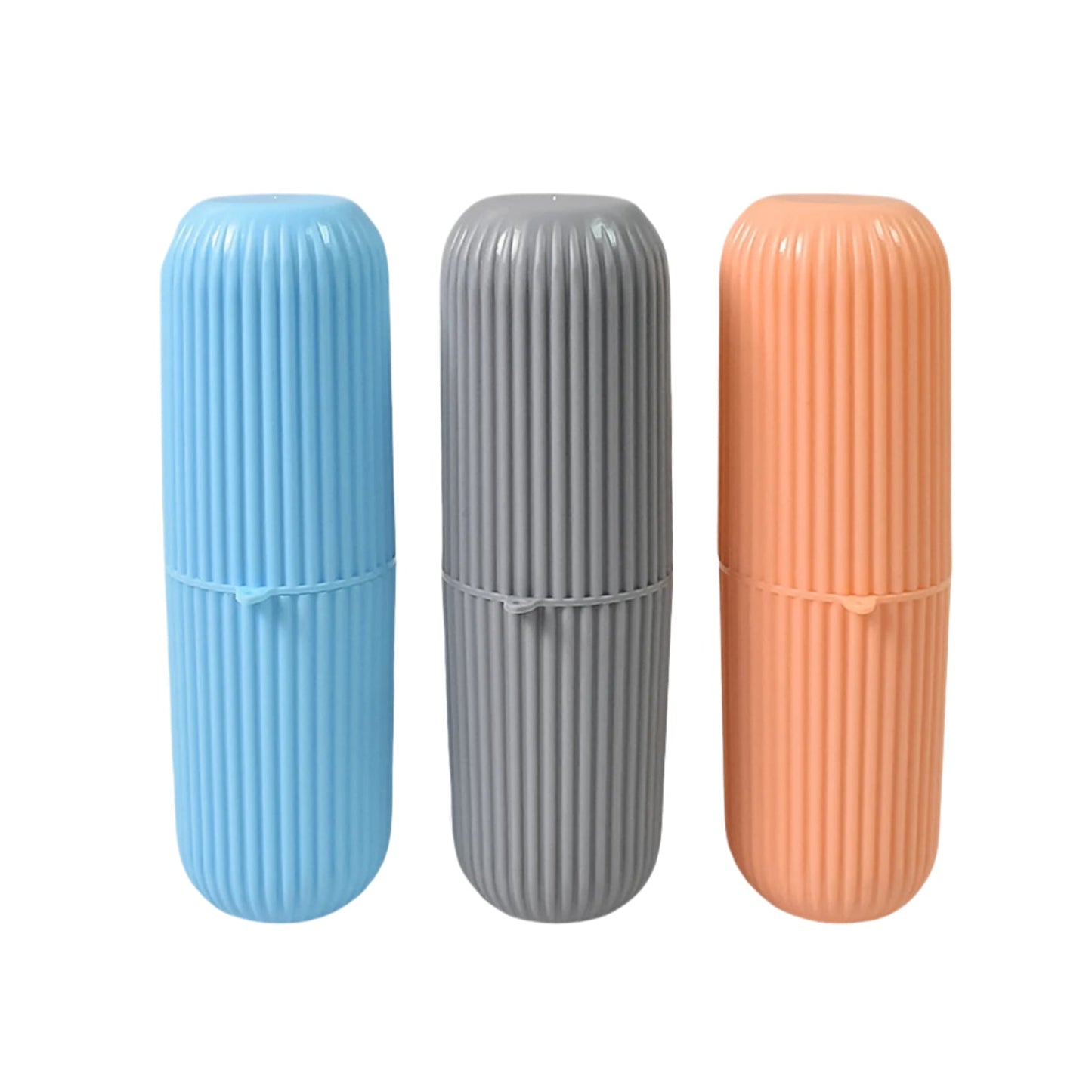 Capsule Shape Travel Toothbrush Toothpaste Case Holder (Multicolor / 3 Pcs Set) Your Brand