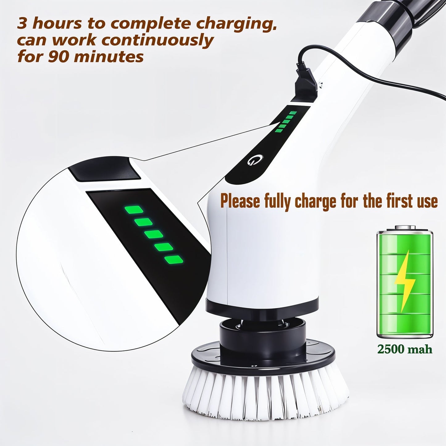 7-in-1 Electric Spin Scrubber Cleaning Brush with Extension Handle (1 Set) Your Brand