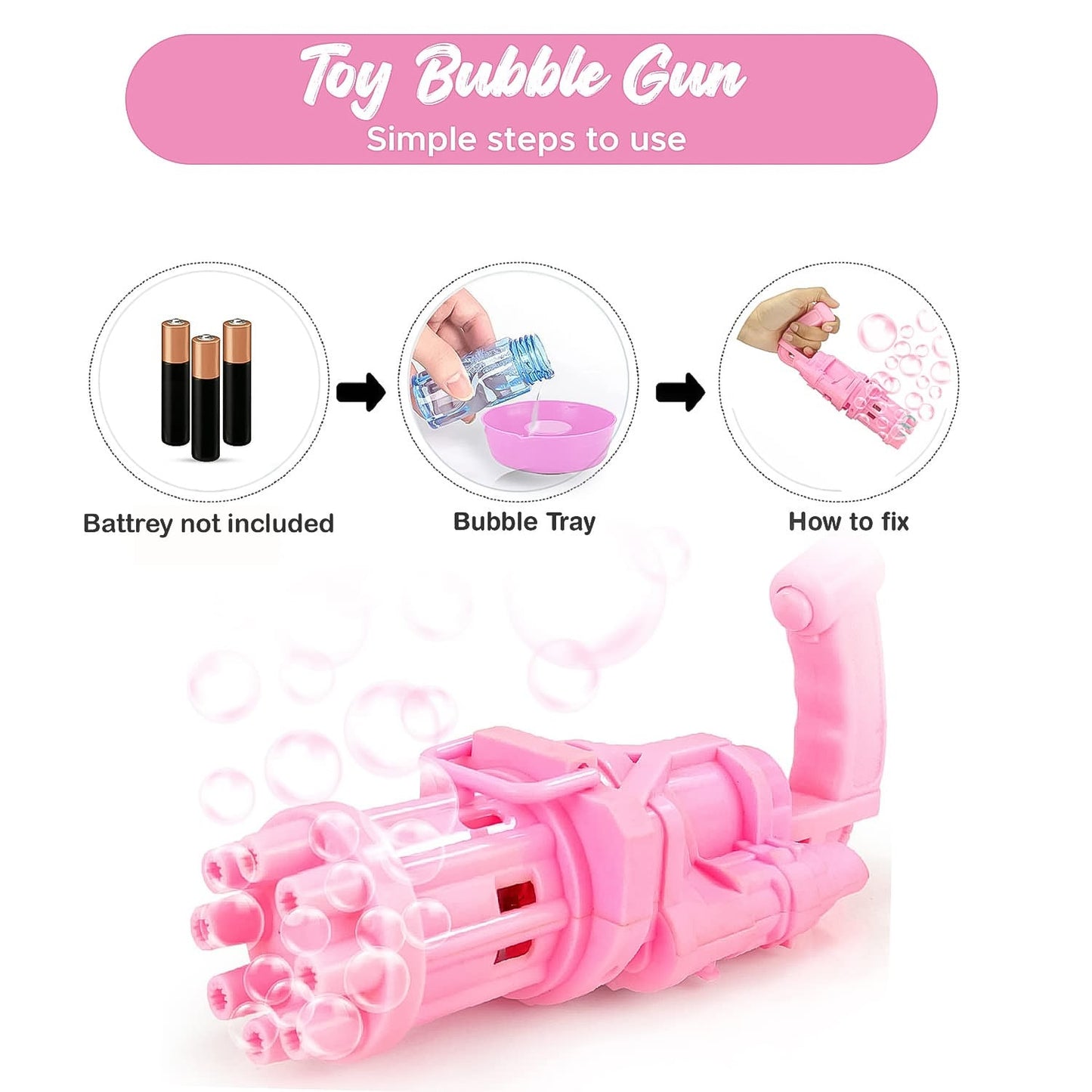 8-Hole battery operated Bubbles Gun Toys for Boys and Girls Your Brand