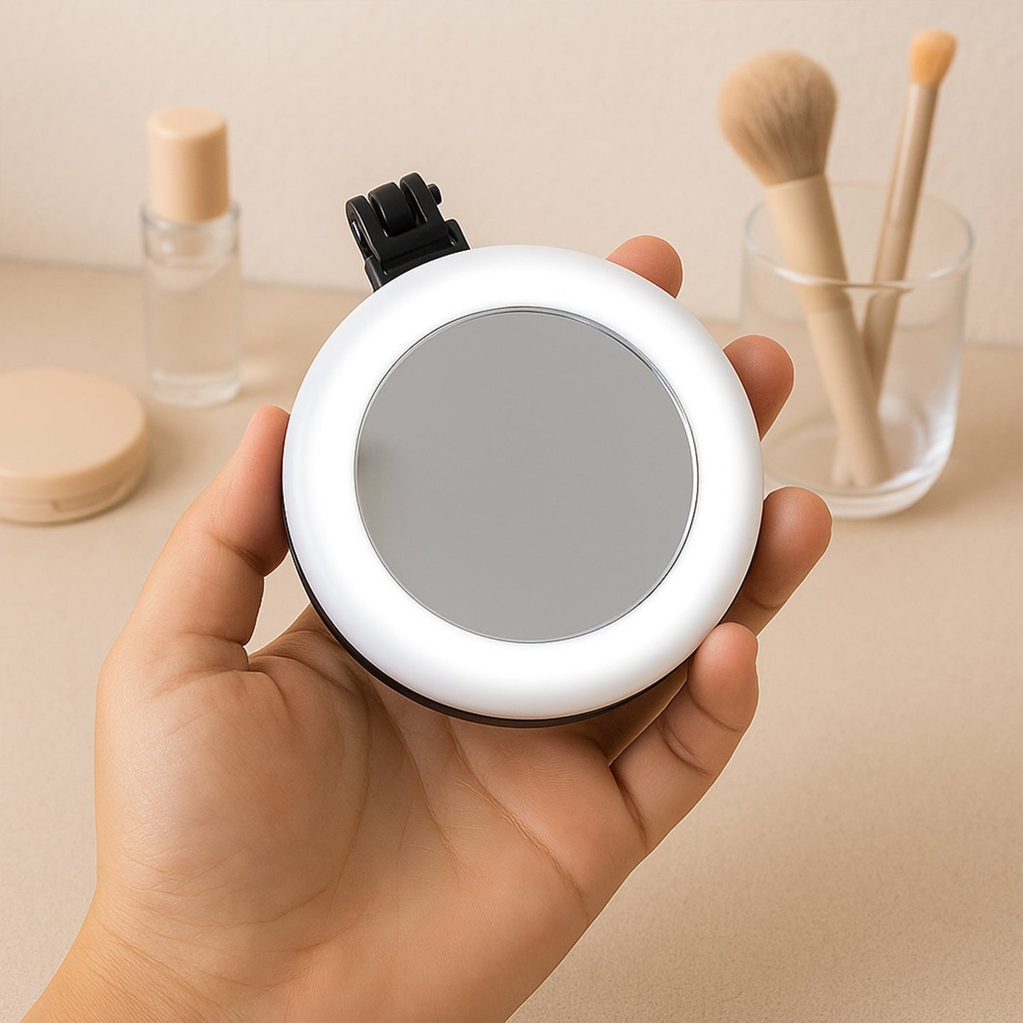 Rechargeable LED Makeup Mirror with Ring Light (1 Pc) Your Brand