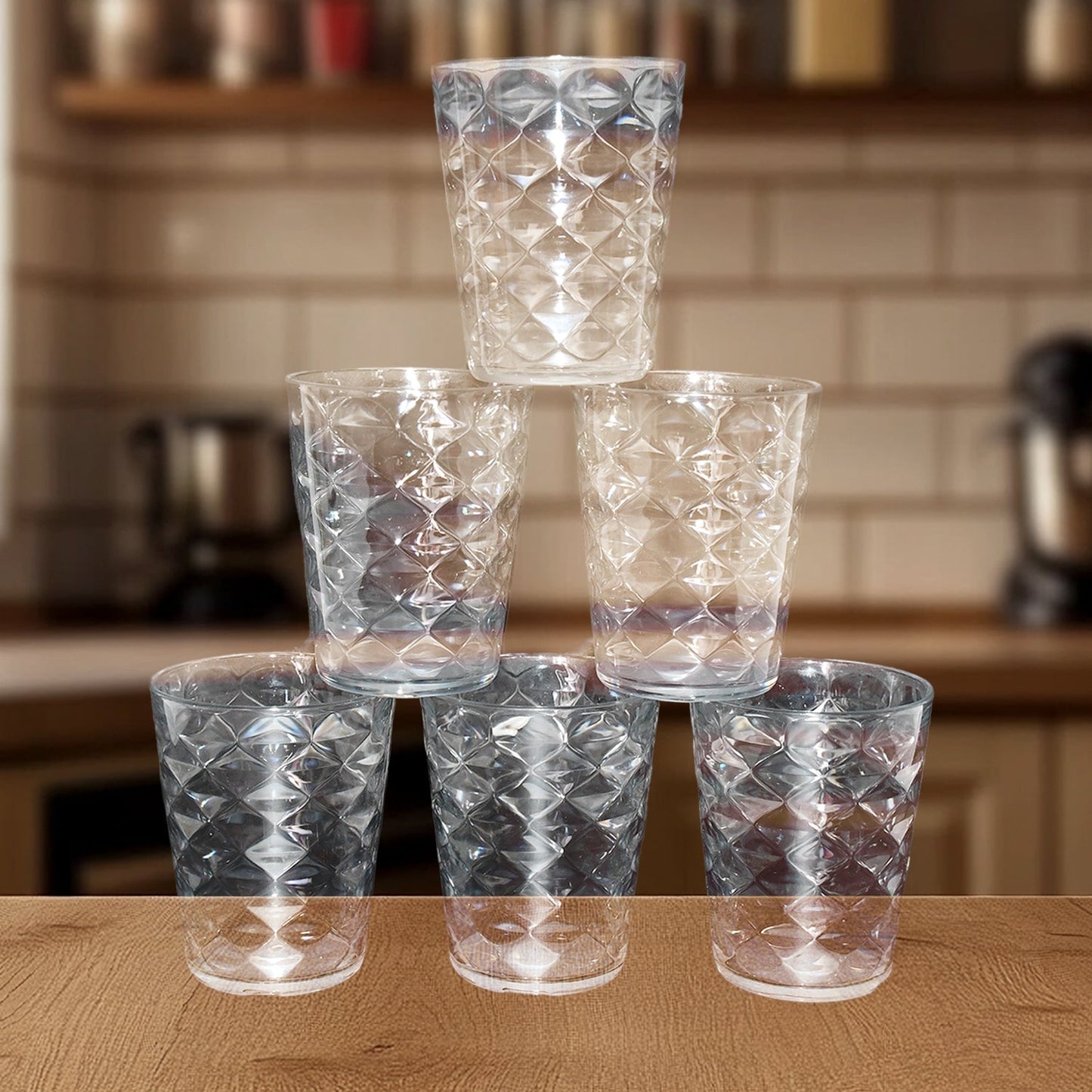 Apex Pyramid Design Unbreakable Plastic Glass – 300 ML Your Brand