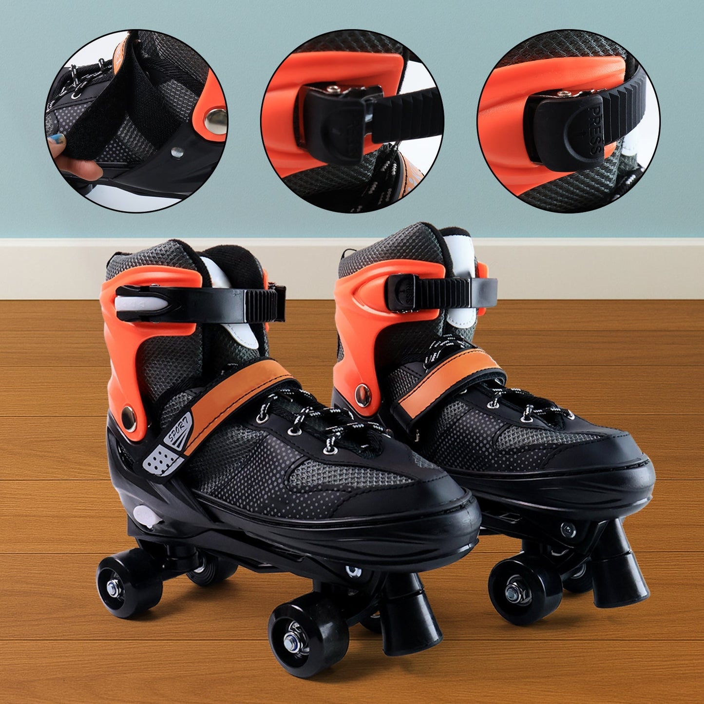 Adjustable Quad Roller Skates for Kids (XL / 1 Pair) Your Brand