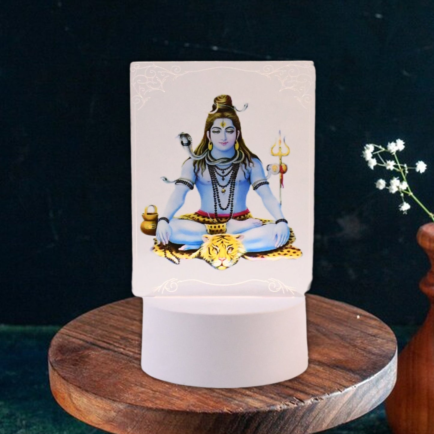 Beautiful 3D Lord Shiva Frame with Soft White Light (1 Pc) Your Brand