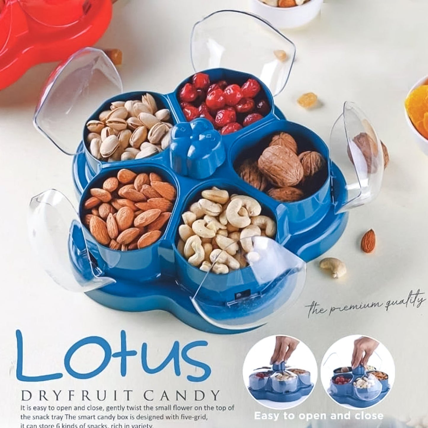Supermom Lotus Shape Rotating Dry Fruit & Snack Organizer Box with Compartments (1 Pc) Your Brand