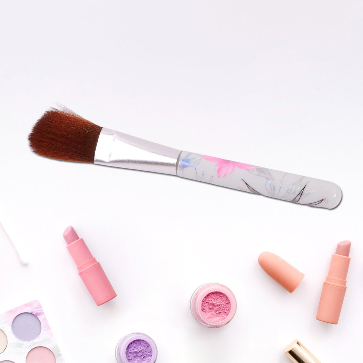 Floral Makeup Brush Set for Eyes, Lips, and Face (5 Pc) Your Brand