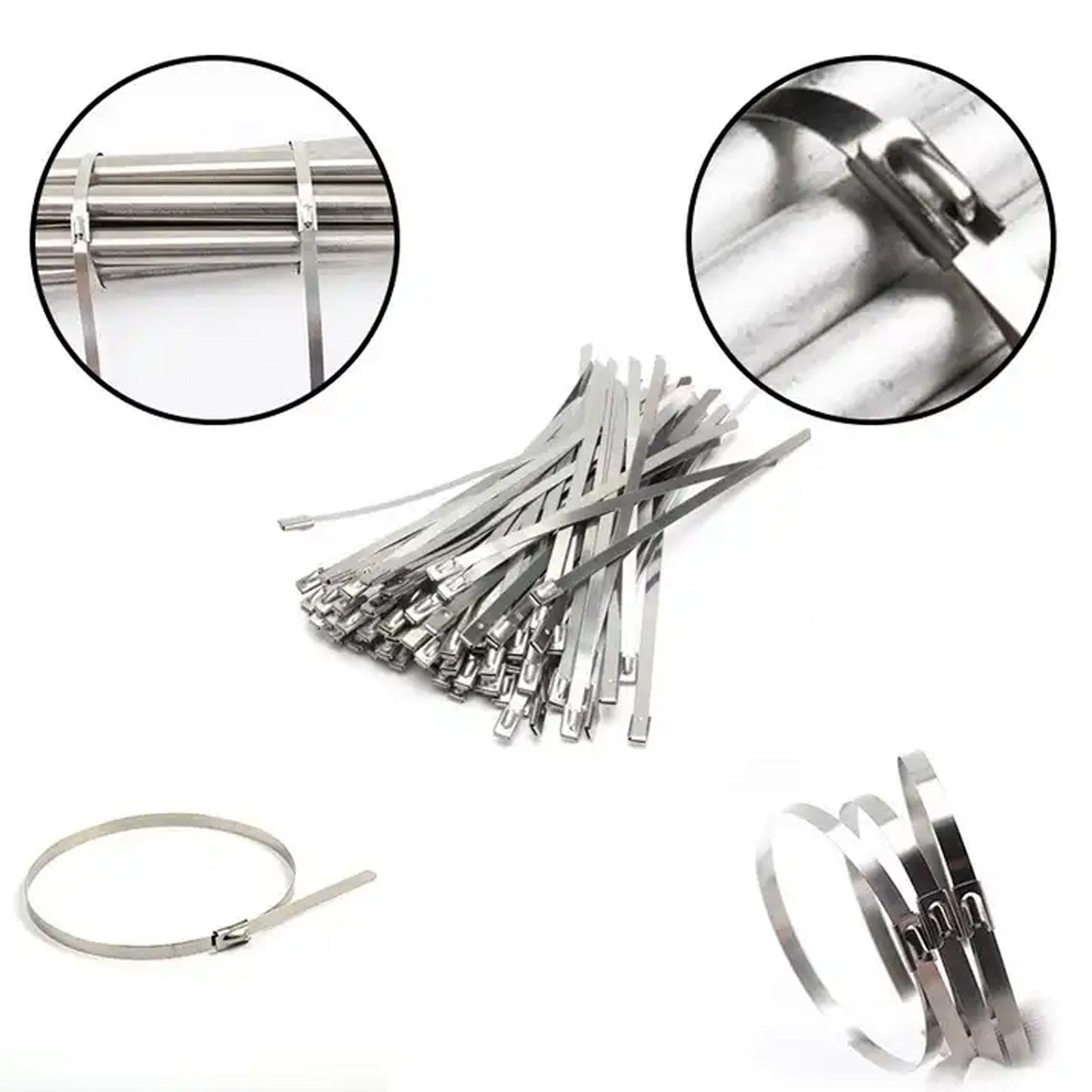 Stainless Steel Cable Ties for Solar & Home Use (100 Pc, 4.6x100mm) Your Brand