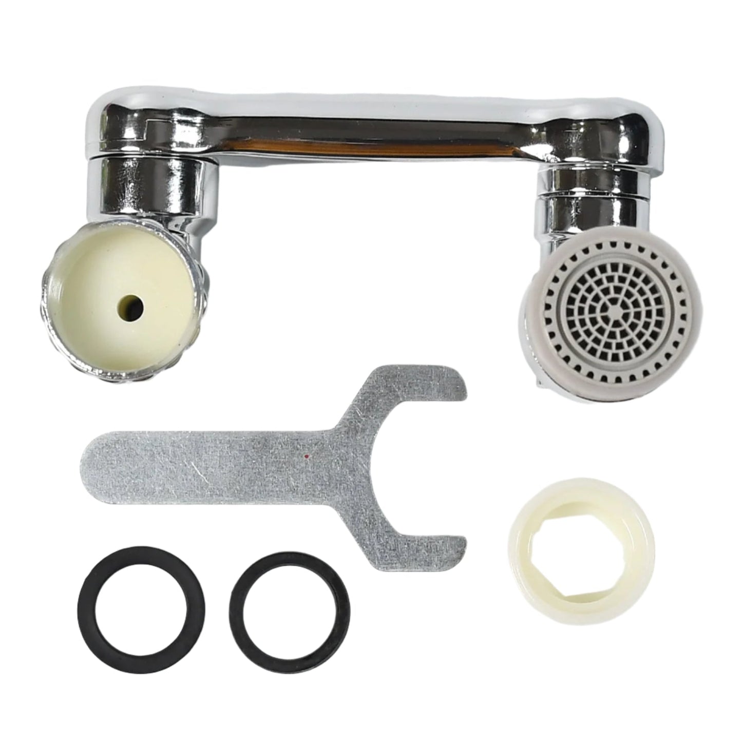 Splash Faucet Filter – 180° Rotating Sprayer, Double O-Ring, Movable Water-Saving Sink Aerator Extender (Loose) Your Brand