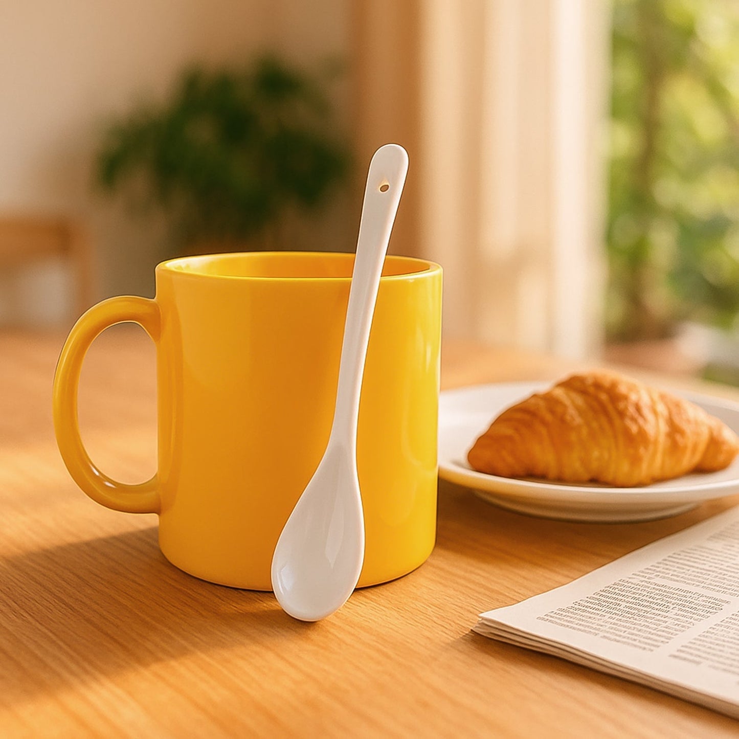 Elegant Ceramic Mug with Matching Spoon Your Brand