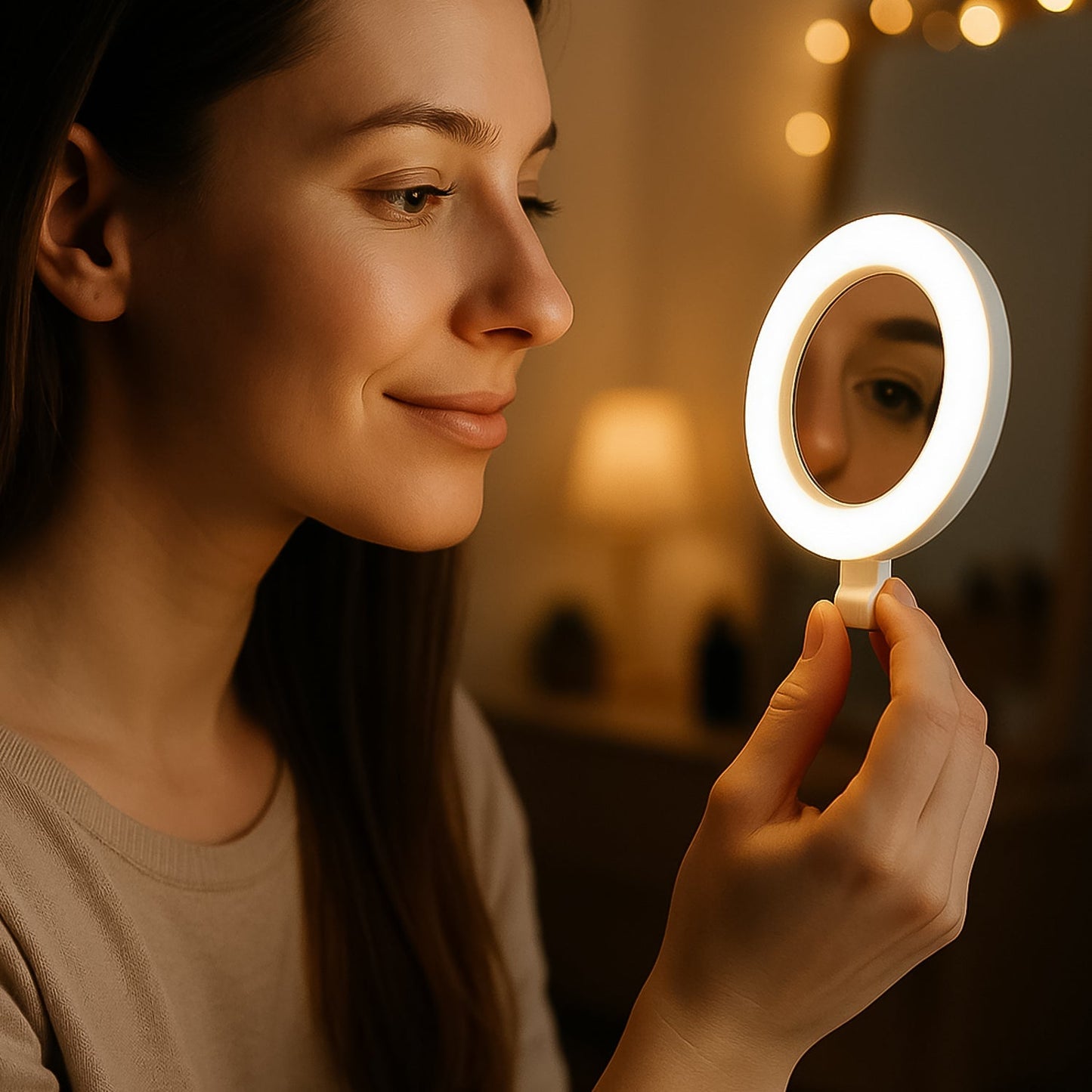 Rechargeable LED Selfie Ring Light for Mobile and Makeup Use (1 Pc) Your Brand