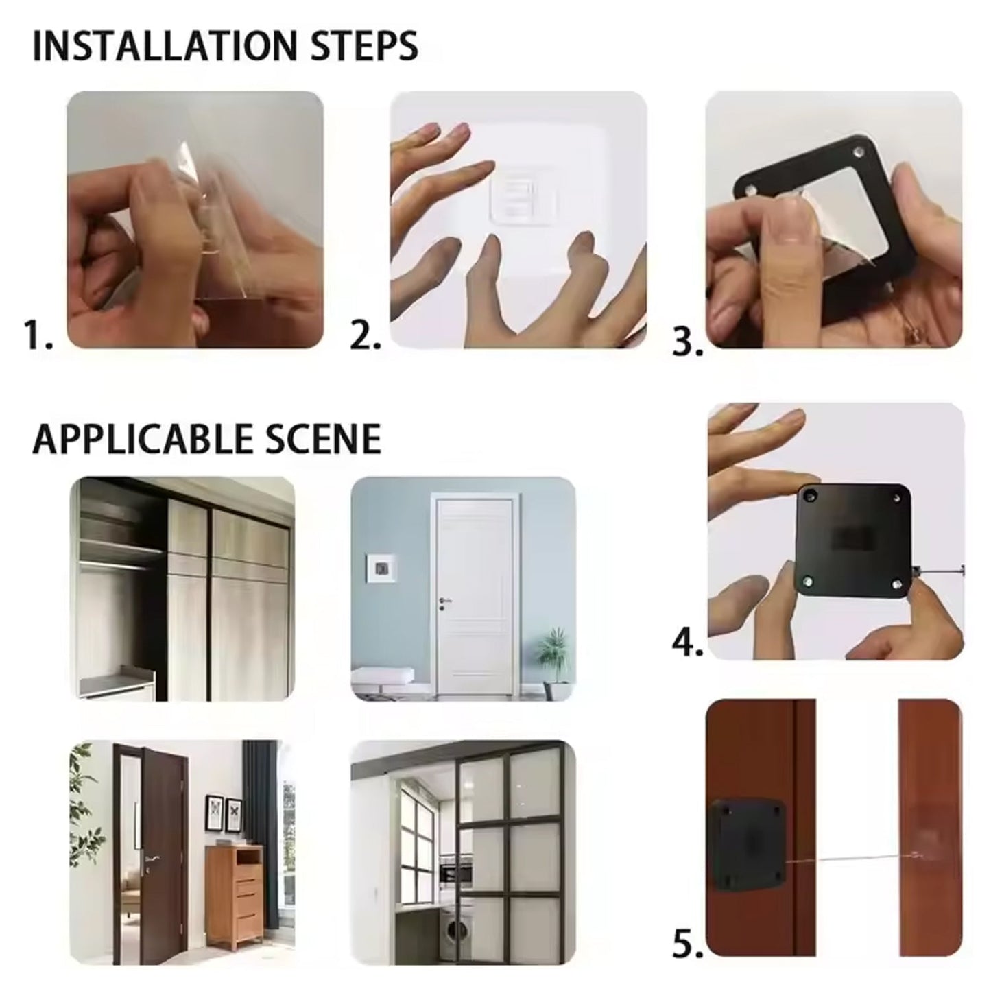 Automatic Door Closer Punch-Free Automatic Sensor Door Closer With 4 Screw Your Brand