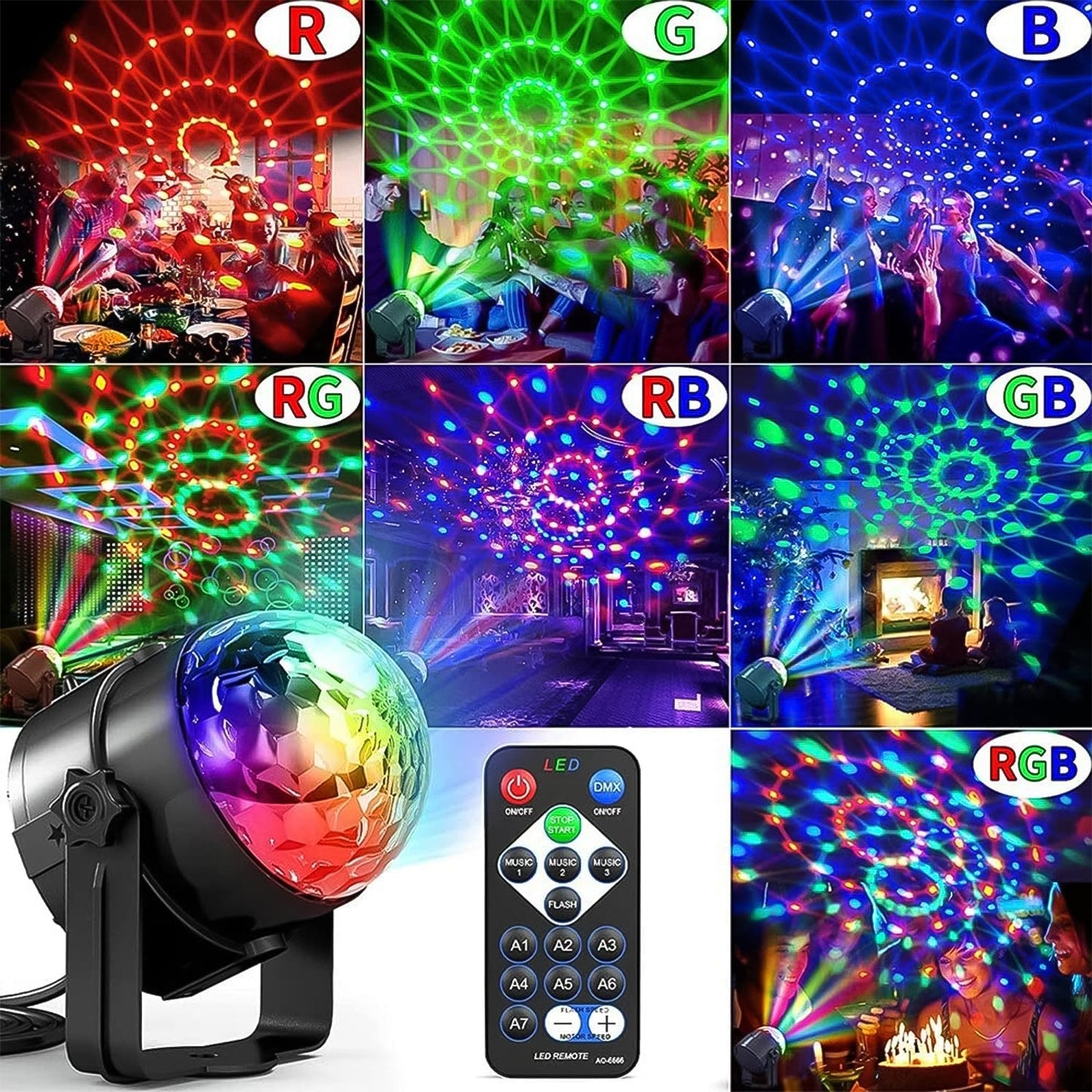Party Lights, DJ Stage Light Disco Ball Light USB Charging Party Stage Lamp Party Light for Home Bar Car Wedding Holiday Party, Party Gift Kids Birthday Your Brand