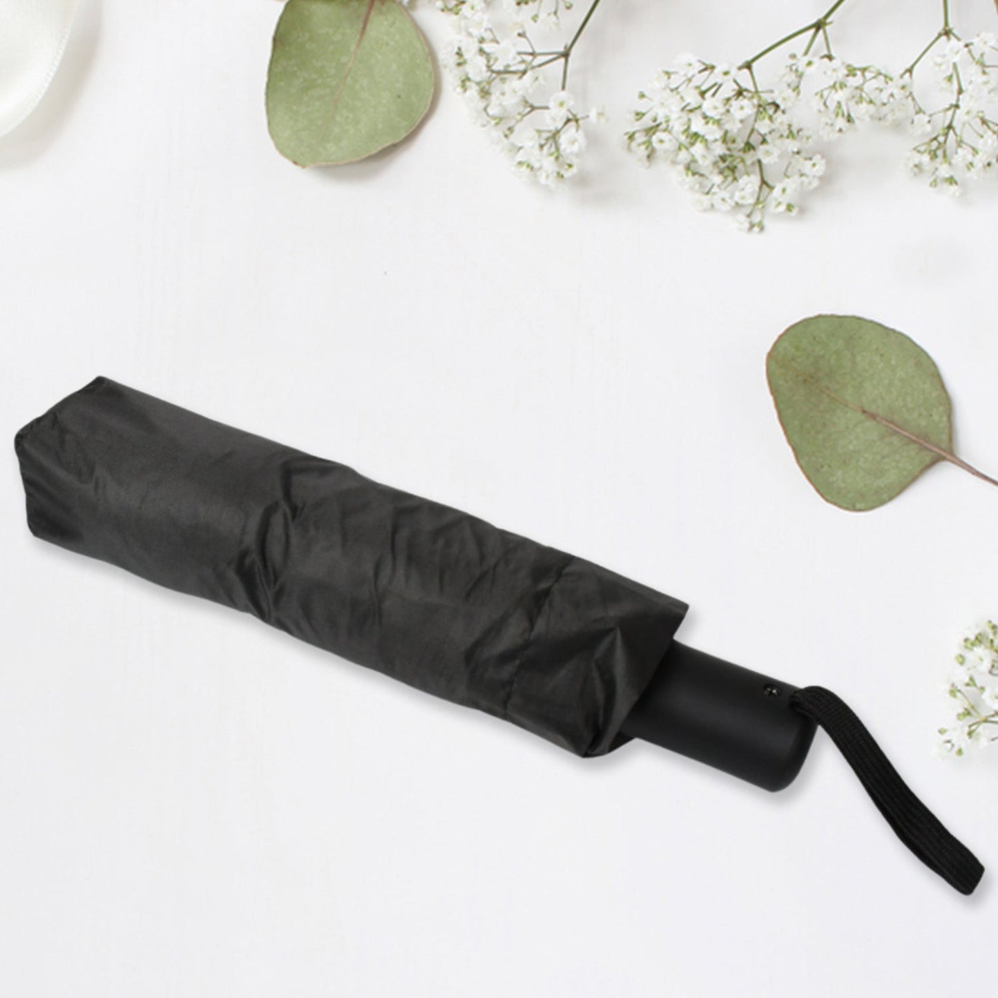 2 Fold Manual Umbrella – Wind, Sun & Rainproof with Steel Shaft & Wrist Strap Your Brand