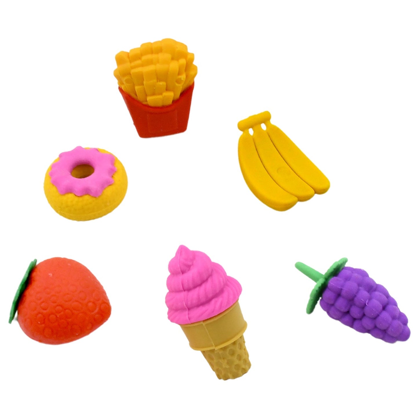 3D Food Fancy & Colorful Erasers – Cute Novelty Eraser Set for Kids & School Prize (1 Set / Mix Design & Color) Your Brand