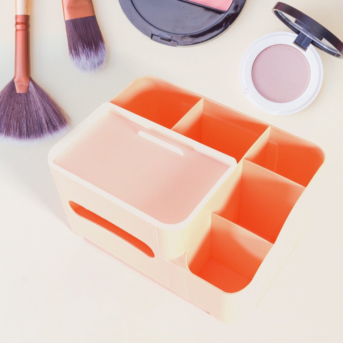 6-Compartment Desk Organizer – Multi-Function Storage for Tissue, Stationery, Remote & Mobile (Home/Office) Your Brand