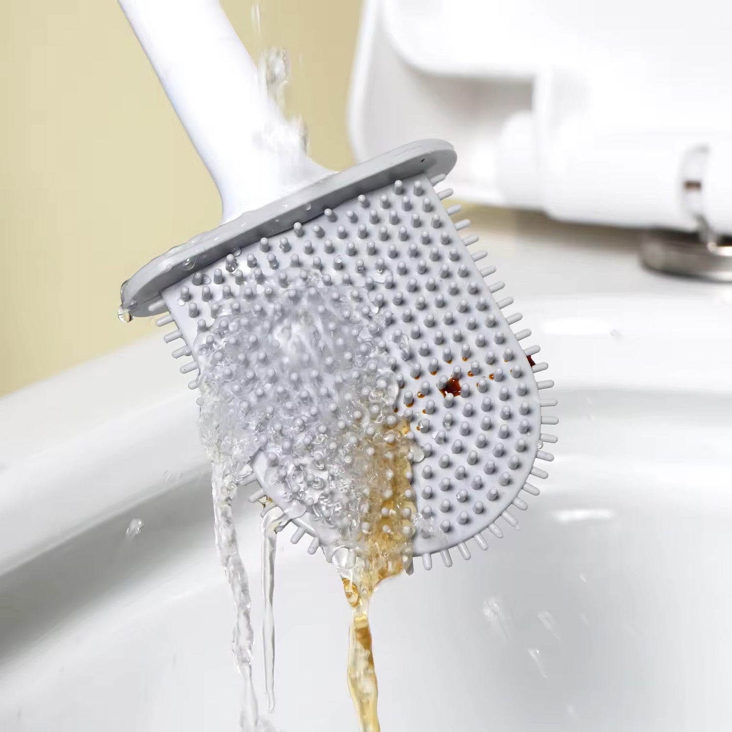 Portable Silicone Toilet Brush – Wall-Mounted, Anti-Drip Cleaner with Non-Slip Handle Your Brand