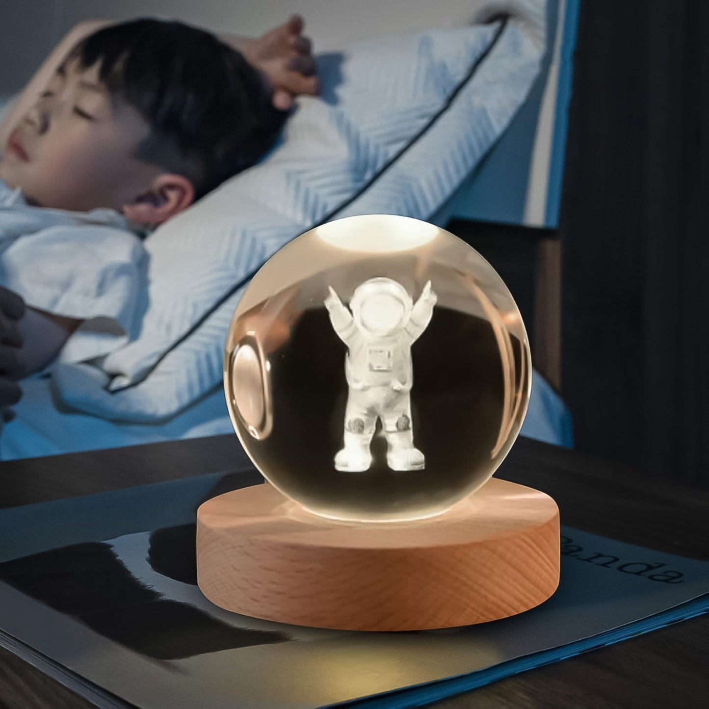 Moon 3D Crystal Ball Lamps with Base For Bedroom 3D Lamps (1 Pc) Your Brand
