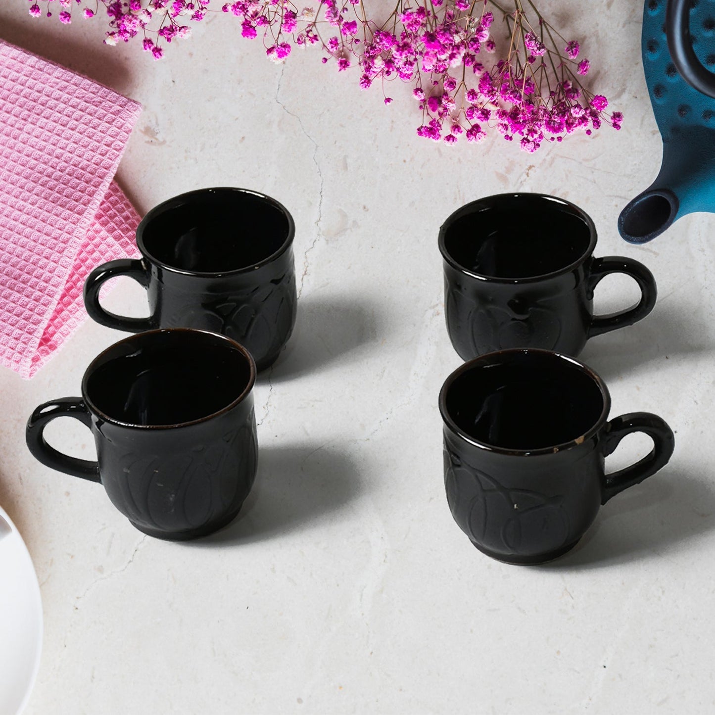 Pine Party Ceramic Tea / cups / Mug Set With Pineapple Shape Serving Bowl Milk Cup, Coffee Cup, Tea Cup, Breakfast Cup, Drinking Mug or Outdoor for Household, Gift for Birthday, Wedding Party (5 Pcs set) Your Brand