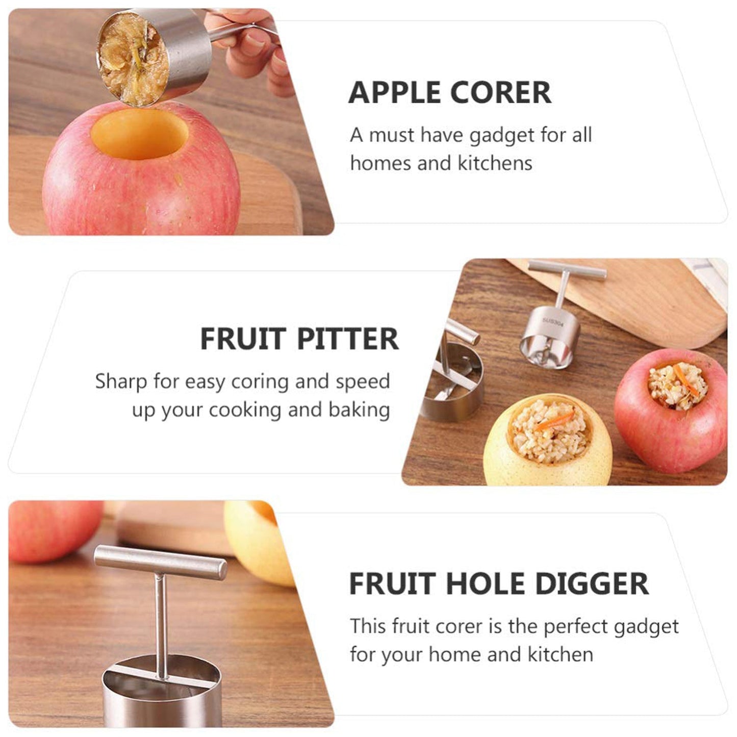 Corer Pear Core Separator Vegetable Core Remover Seeder Cutter Pitter Fruit Hole Remover Coring Tool (1 Pc) Your Brand